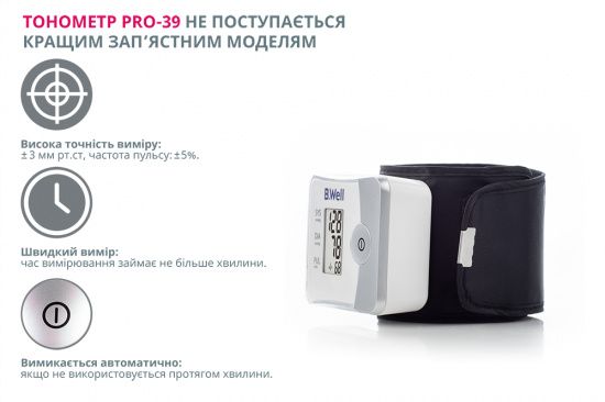 Зап'ястний тонометр B.Well PRO-39 (PRO-39-1437)